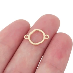 20 x Gold Color Hammered Round Connector Charms for DIY Necklace Bracelet Jewelry Making Accessories 17x12mm