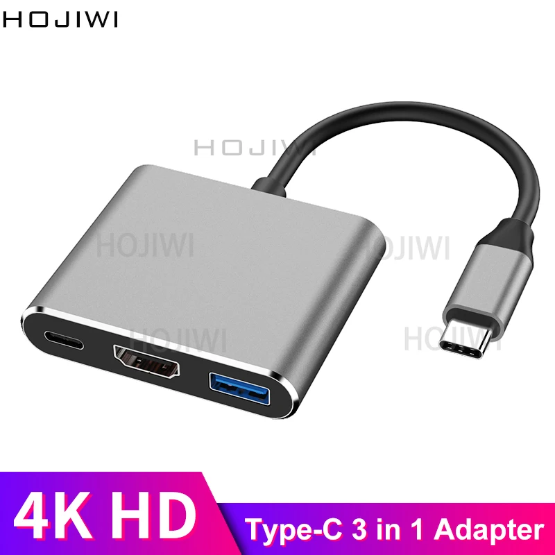 HOJIWI 3 In1 Type C to Multi USB 3.0 HUB Adapter USB C to HDMI Dock Splitter PD for laptops MacBook usb c docking station AA17