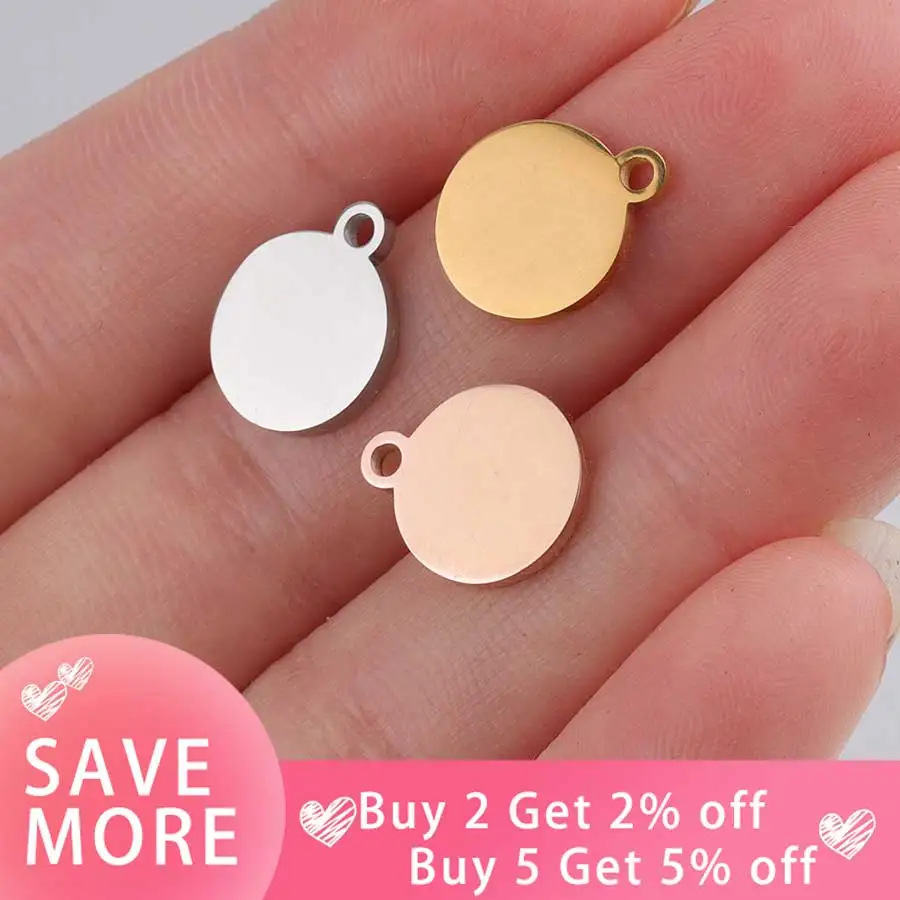 Fnixtar 20Pcs 10/15/20/25mm Stainless Steel Round Blank Stamping Plated Discs Mirror Polish Charms For DIY Custom Making Jewelry
