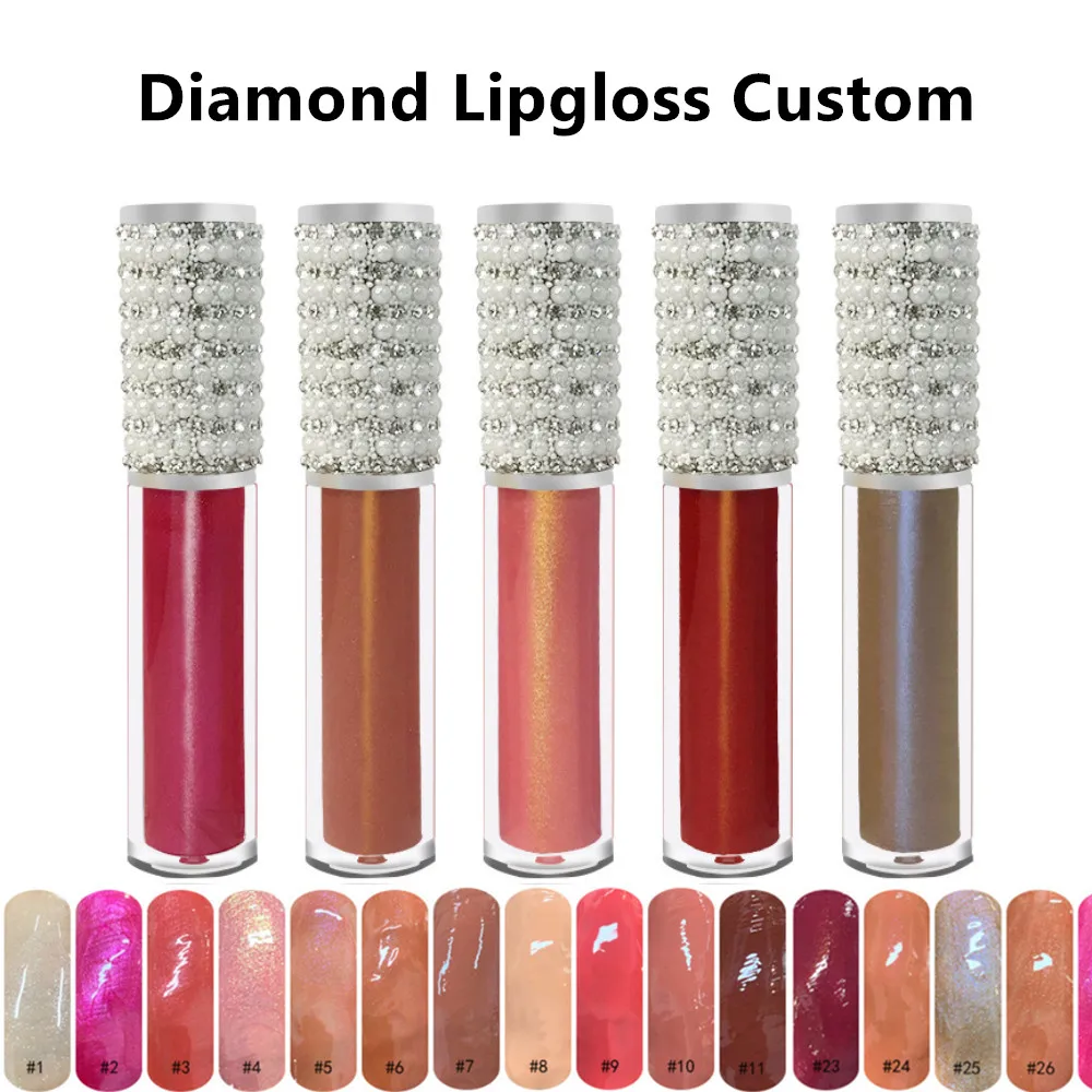 

Diamond Lip Gloss Vendors Wholesale Lipgloss Private Label Cosmetics Clear Shiny Glitter Liquid Lipstick Custom No Logo