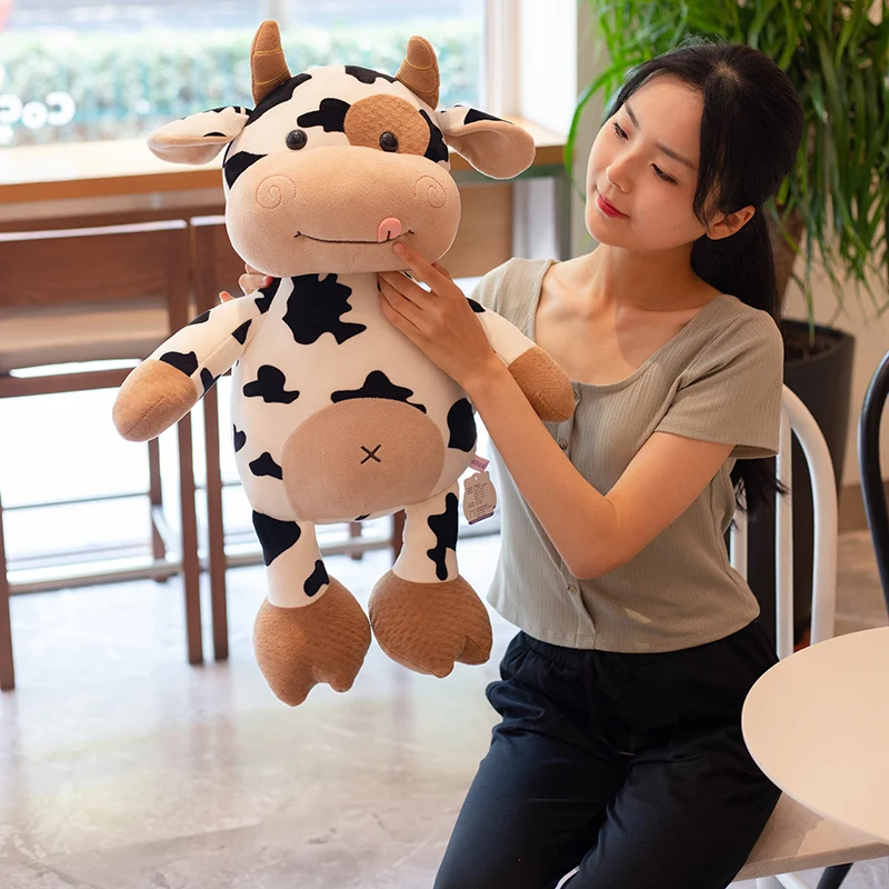 2020 nova vaca bonito brinquedo de pelúcia kawaii gado de pelúcia animais de pelúcia gado macio boneca menina crianças brinquedos presente aniversário para crianças