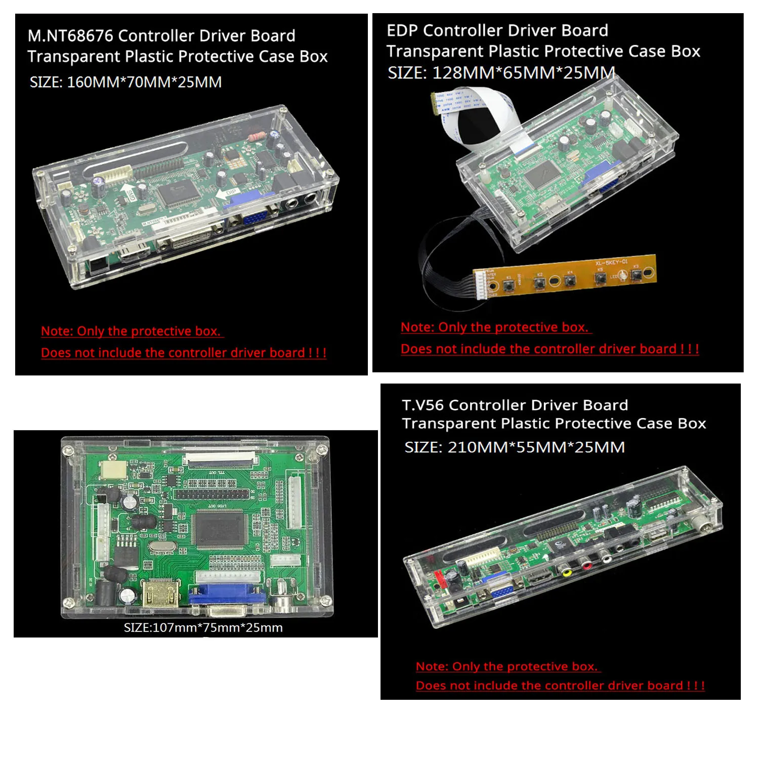 LED/LCD display controller board transparent plastic protective case For our TV/M.NT68676/EDP/2AV controller driver motherboard