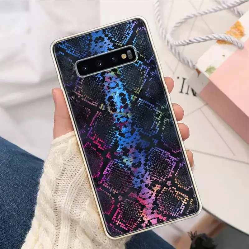 Custodia per telefono con chiamata in silicone da disegno con stampa in pelle di serpente rosa per Samsung Galaxy S23 S24 Ultra S21 S20 FE S22 S10 Plus S10E S9 S8 +