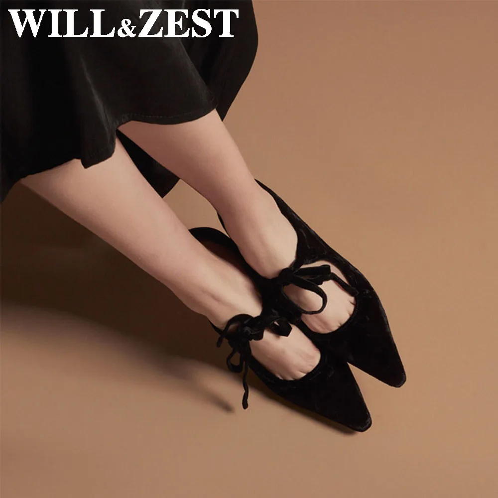 Will & Zest scarpe da sposa per donna sposa 2020 nuova donna Scarpin donna tacchi alti Sexy stringate velluto coreano viola scarpe Vintage