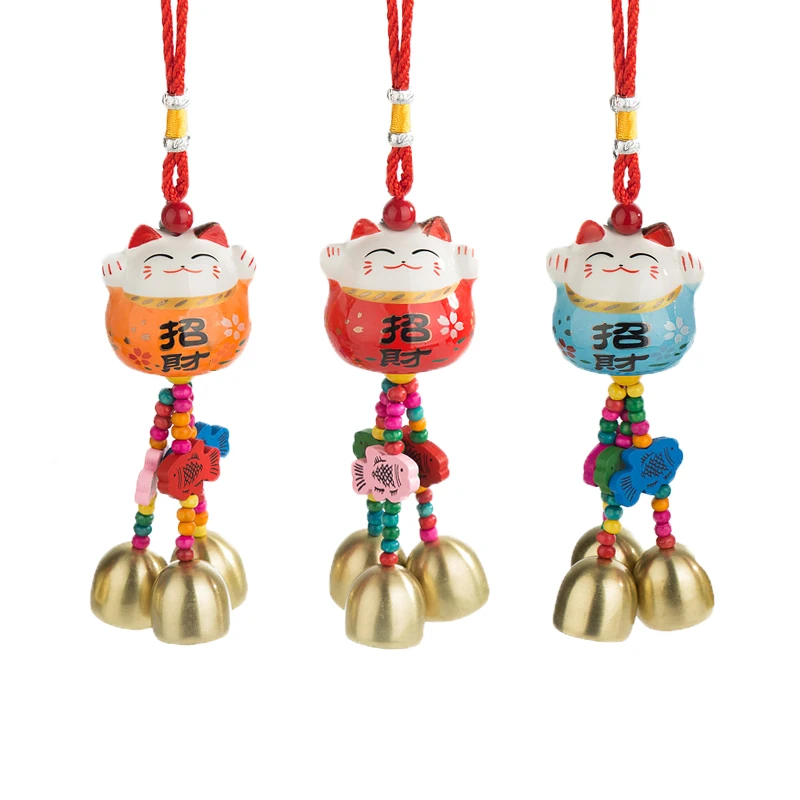 

1 PC Ceramic Lucky Cat Customized Wind Chimes Door Bell Ornament Pendant Hanging Shop Opening Decor