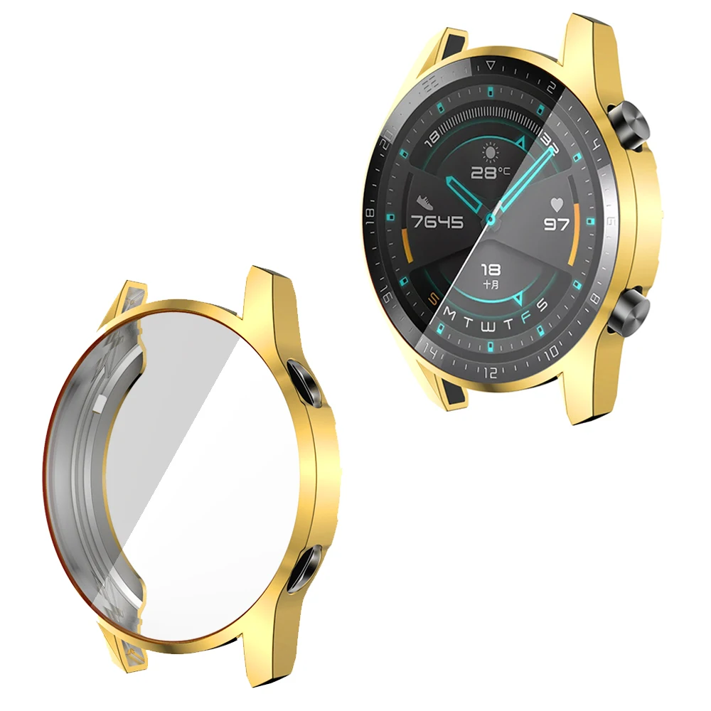 Electroplated TPU Protective Case For Huawei Watch GT2 46mm 42mm Full Screen Protector Shell Bumper Cover