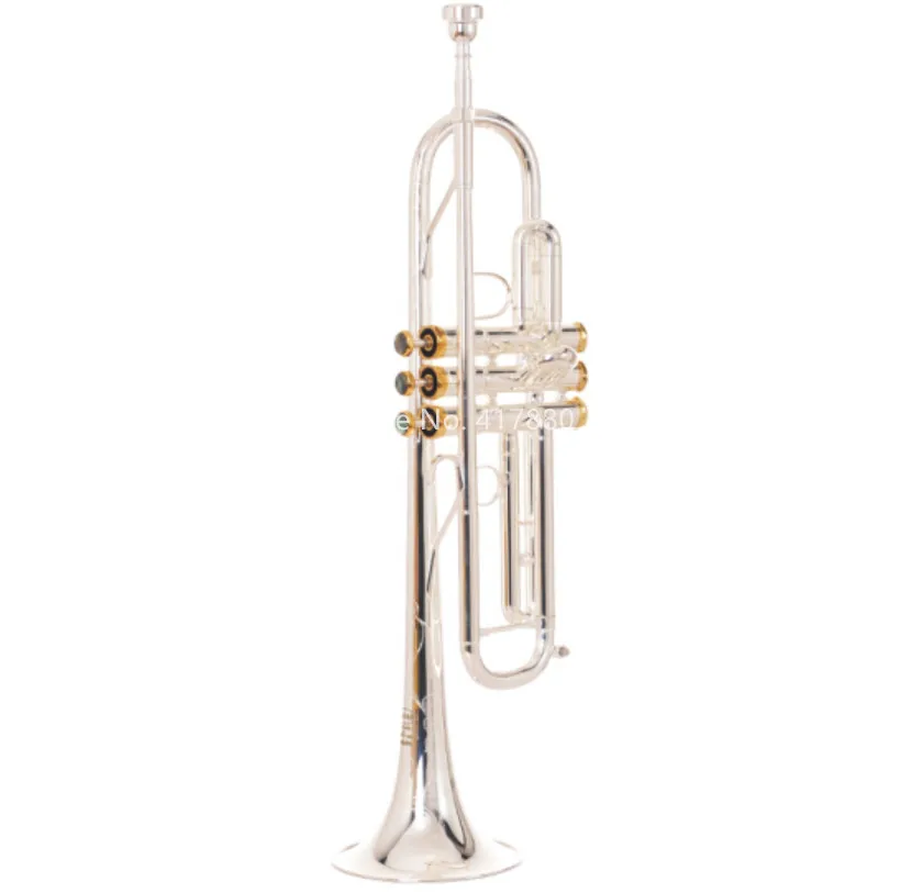 

SADSN STR-900S Bb Tune Trumpet Brass Silver Plated Abalone Button B Flat Trumpet Hand in Carving Musical Instrument with Case