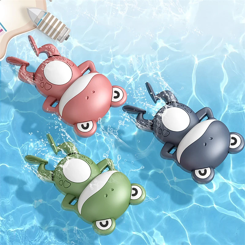 Bath Time Toys For Kids Bathtub Baby Toys Cartoon Frog Shark Clockwork Bath Toys Baby Games Toys For Bathroom toddlers 1-3 Years