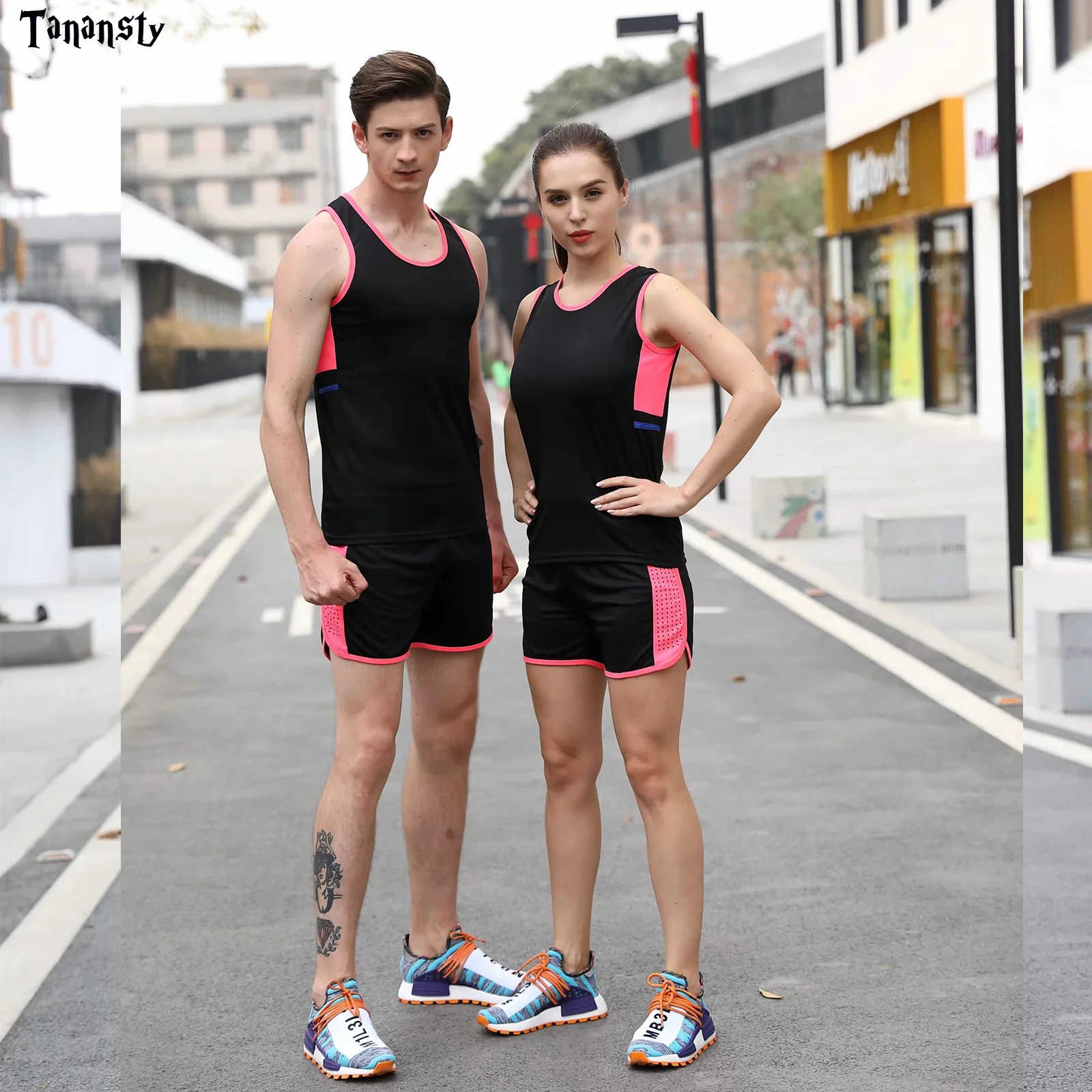 Conjunto de tênis de mesa esportivo para corrida, roupa esportiva para homens e mulheres, para corrida, academia