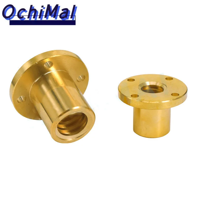 T8 Lead Screw Copper Nut Trapezoid Screw Support Copper Nut Flange Stepper Motor Guide Screw CNC3D Printer Parts Screw Nut Brass