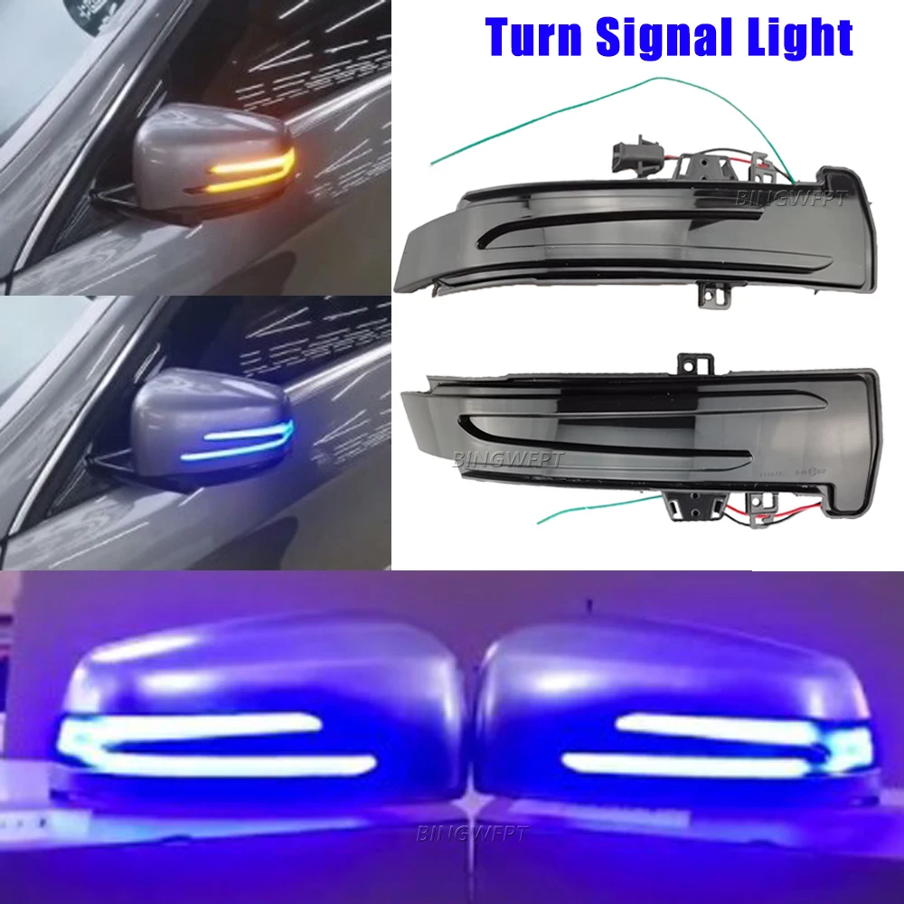 1pair Dynamic Rearview Mirror Blinker Turn Signal LED Light For Mercedes Benz W176 W246 W212 W204 CLA C117 GLA GLK W221 CLS W218