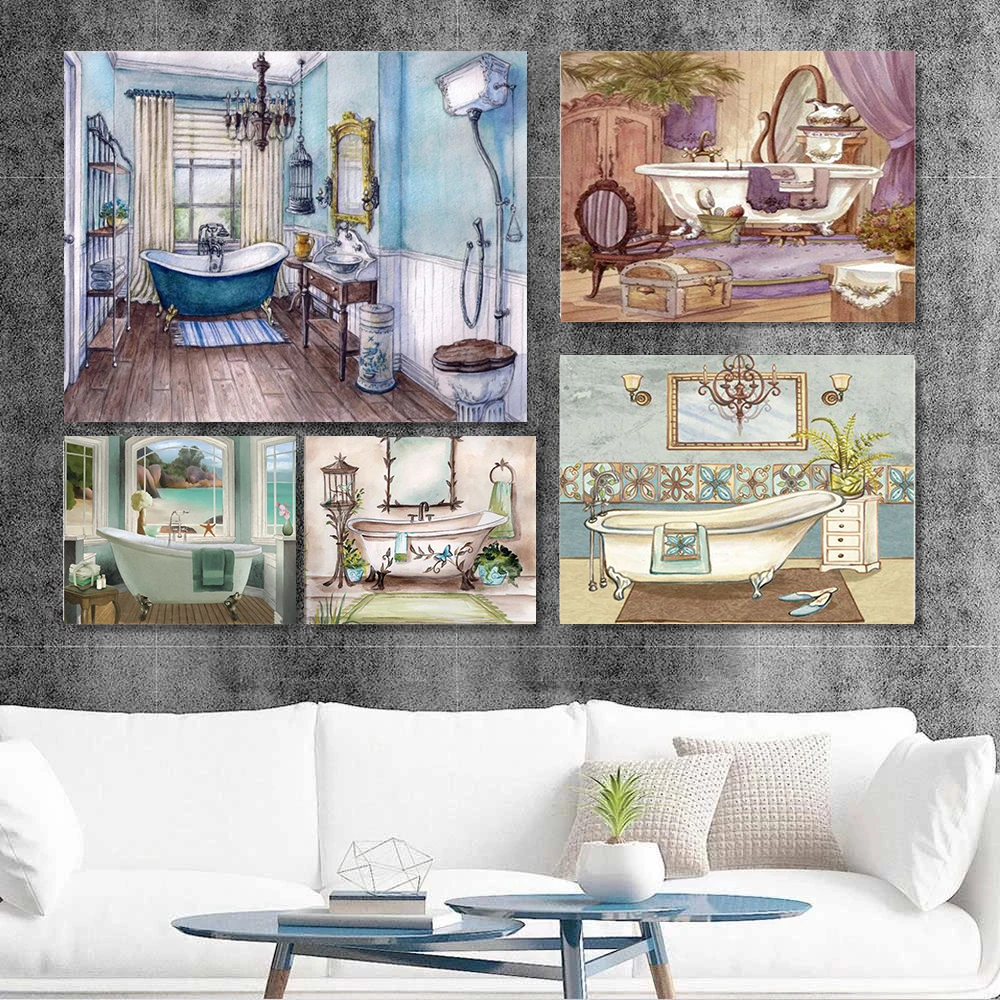 CHENISTORY DIY Frame Oil Painting By Numbers Bathroom Landscape Drawing On Canvas Acrylic Paint Gift Pictures By Numbers Bathtub