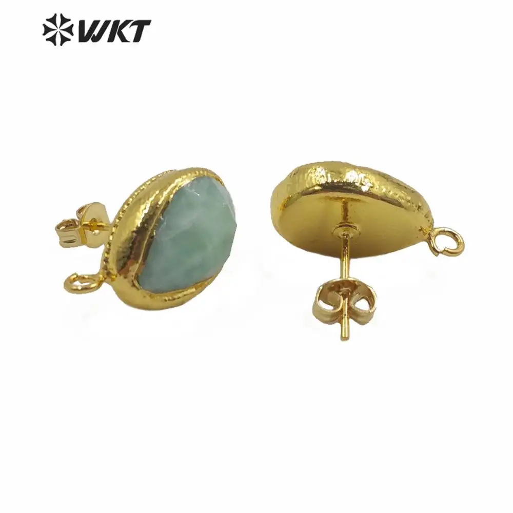 JFE29 WKT Natural Stone Earrings Gold Electroplate Water Drop Amazonite Earrings Women Fashion DIY Earrings Jewelry Findings