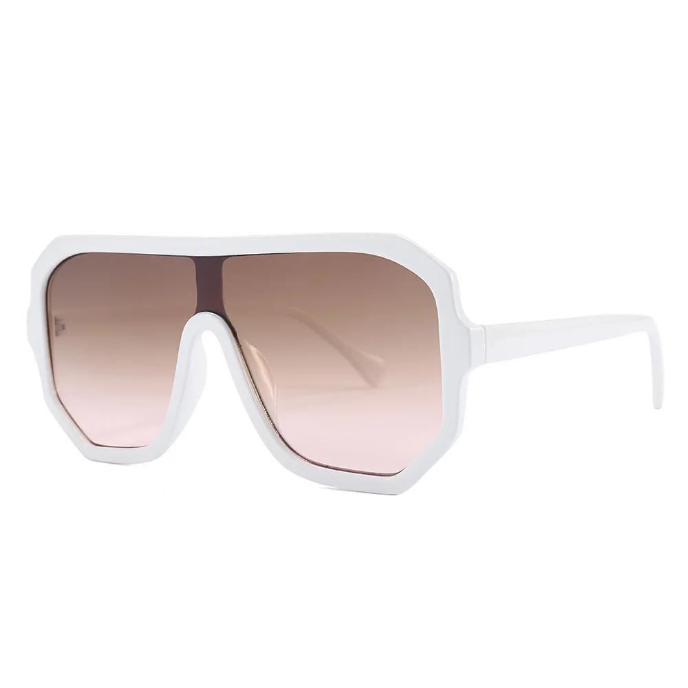 WHO CUTIE Fashion Vintage Big Sunglasses Women Luxury Brand Design White Frame Oversized Shield Sun Glasses Female Shades S020