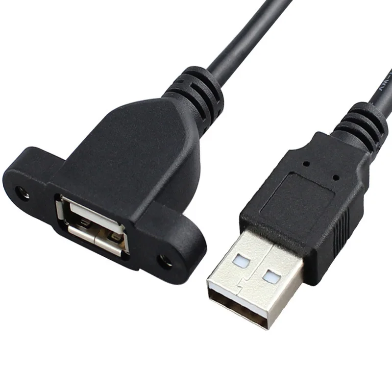 USB 2.0 Extension Cable Male to Female With Screw Panel Mount Foil+Braided Shielded Extension USB Cable Power Cord for PC Laptop
