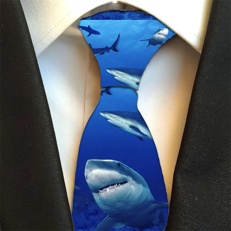 Different New Design Neck Tie For Men 8 CM Shark &Monkey 3D Print Casual Creative Ties Party Skinny Women Corbatas Hombre Cravat