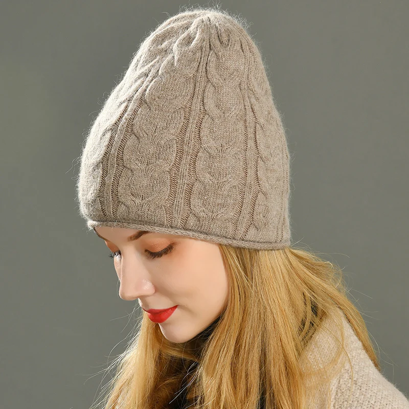 Jxwatcher New Autumn Winter Hat Twist Double Layer Women Soft Cashmere Beanies Fashion Warm Wool Knitted Bonnet Wholesale Female