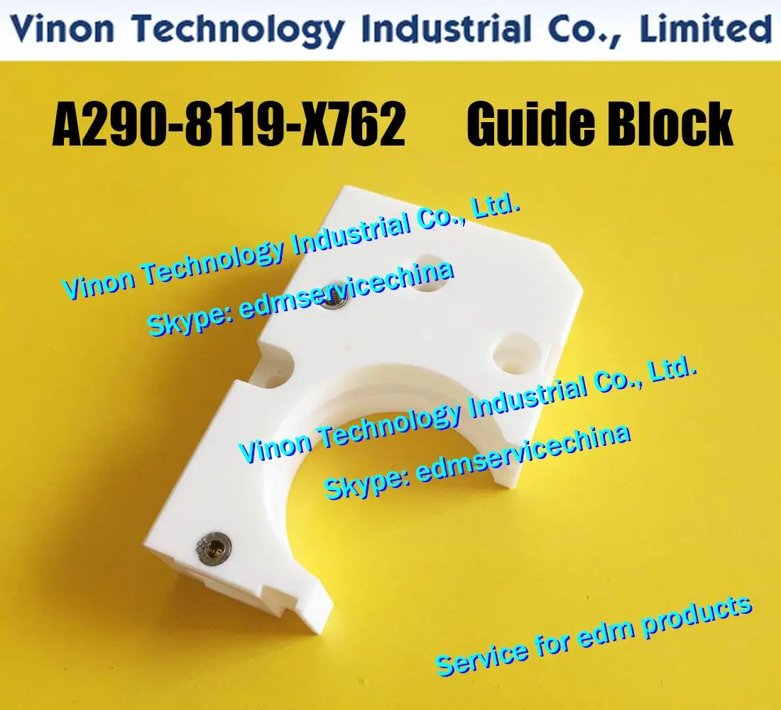 A290-8119-X762 Wire Guide Block Lower (Ceramic) 50x76x20tmm Lower Guide Block Fa nuc A2908119X762, A290.8119.X762 for a-iD,iE,