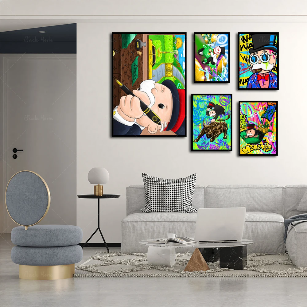 Alec Monopolis Street Graffiti Art Canvas Painting Modern Posters and Prints Wall Art Pictures for Living Room Wall Decor Cuadro