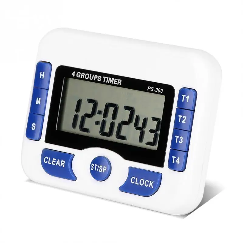 Multifunction 4 Group Display LCD Digital Kitchen Timer Countdown Alarm Clock With Stand Kitchen Timer Cooking Timer Alarm Clock