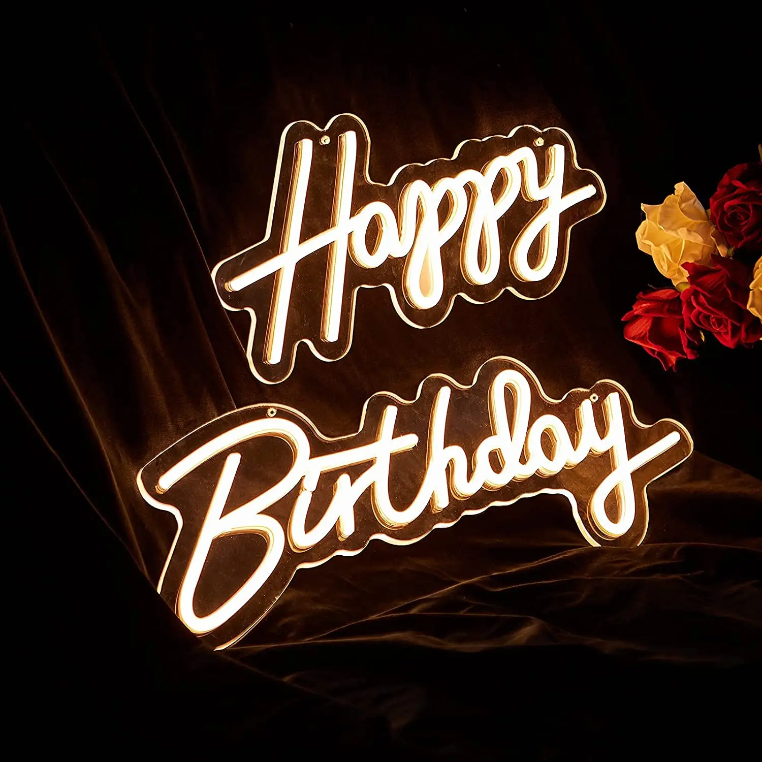 23 ''x 16 ''led Light Happy Birthday insegne al Neon Light Party Flex acrilico trasparente Neon Light Sign Bar Home Decor Decor Lamp