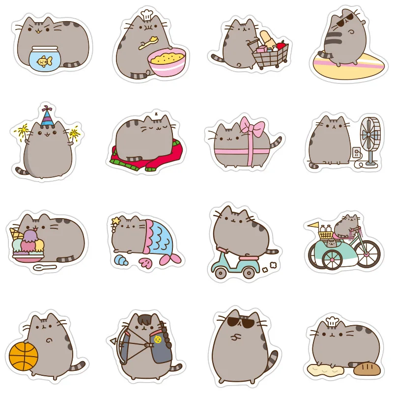 10/30/50/100PCS Kawaii Chunky Cat Stickers Guitar Skateboard Fridge Laptop Phone Decal Waterproof Graffiti Sticker Kids Toys