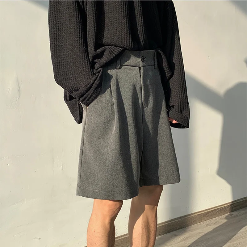 Fashion Casual Shorts Men Summer Korean Chic Wide Leg Trousers Male Knee-length Sashes Draped Loose Retro Popular High Street