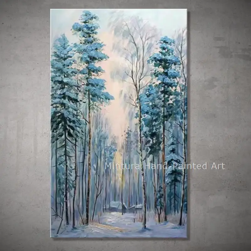 

Handpainted Abstract Modern Towering Trees Oil Paintings On Canvas Handmade Wall Arts Picture For Living Room Home Decor Vertica