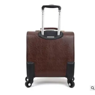 18 Inch Men Spinner suitcase PU business carry on Luggage trolley Suitcase Travel Rolling baggage On Wheels Wheeled Suitcase