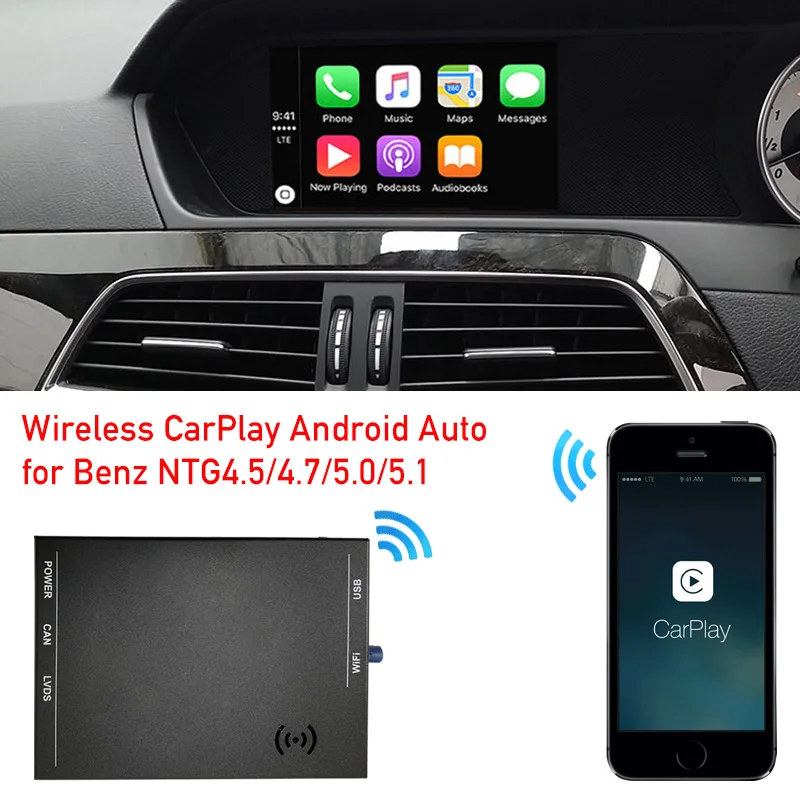 For Mercedes C class W204 CarPlay Wireless Interface decoder box facelift comand headunit radio NTG4.5 4.7 Factory Screen Update