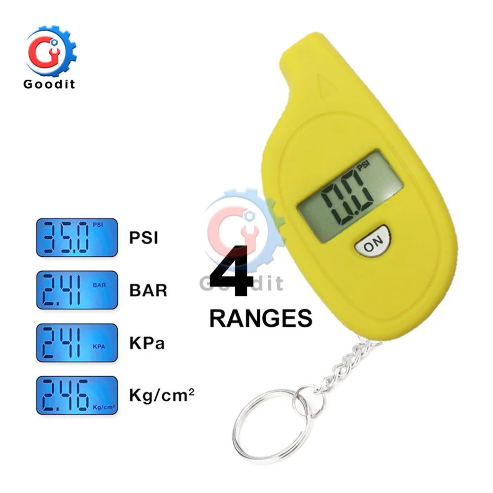 Mini Keychain Tire Pressure Gauge Digital LCD Display Car Air Pressure Tester Car Motorcycle Safety Pressure Monitor Tool