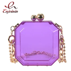 Gem Shaped Acrylic Evening Clutch Bag Clear Fashion Women Purses and Handbags Wedding Chain Mini Shoulder Bag Chic Designer Bag