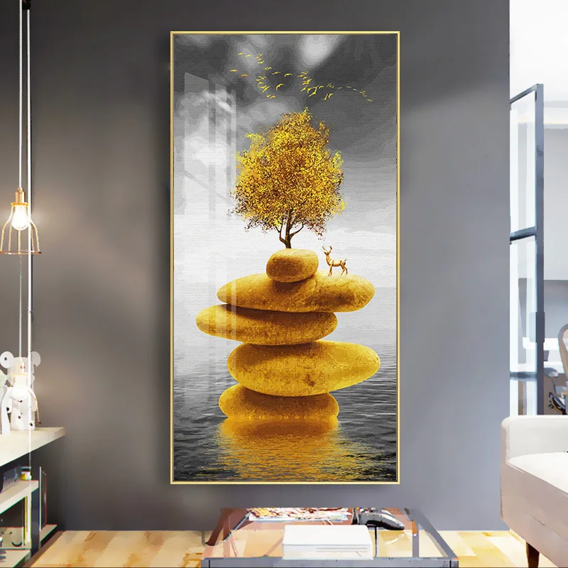 New 70x140cm DIY Painting By Numbers animals deer tree river Entrance Landscape paint by numbers on canvas Wall Art Home Decor