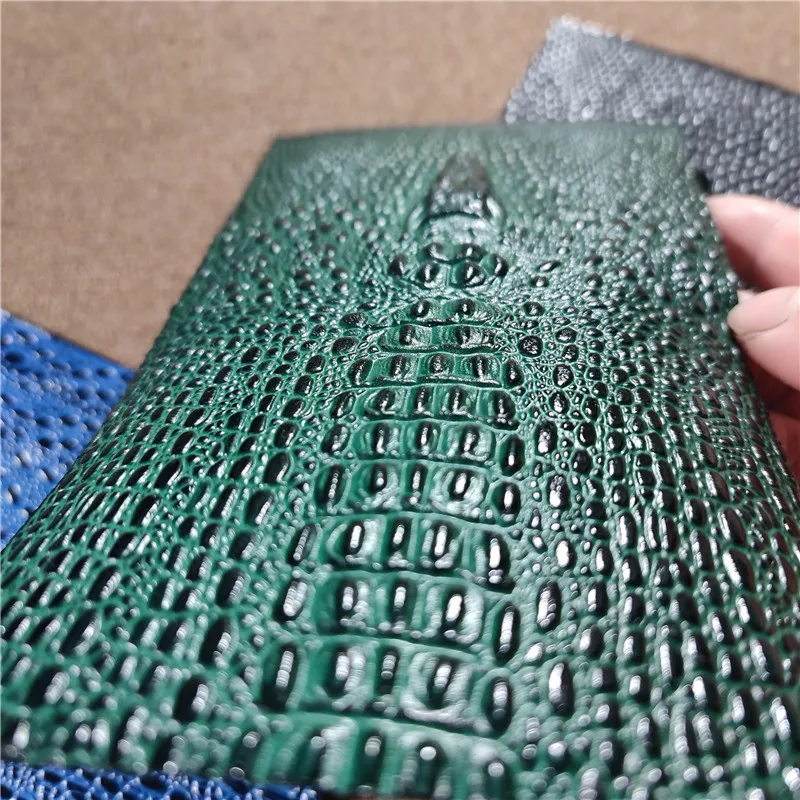 Real Crocodile Pressed Cowhide Leather Sheet for Crafts, DIY Handmade Material, for Phone Case, Bag Shoes, 18.2x10.2cm, 0.7mm