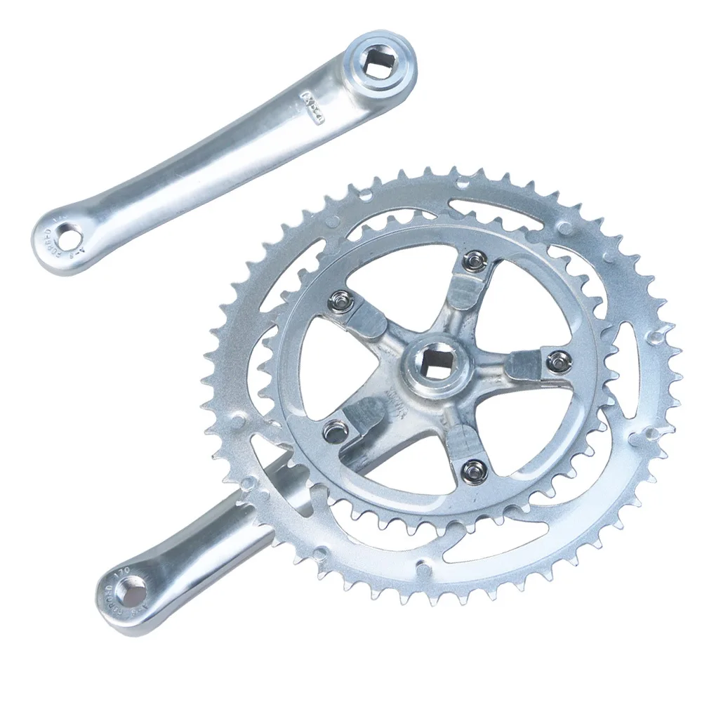 110 BCD Crankset 53/39T 170 MM Road Bike Crank aluminum Tooth Plate steel Folding Bicycle Double System Silver Five Claw