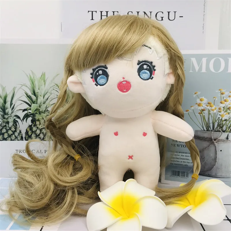 20CM Plush doll hair Long blonde curly hair Brown long curly hair wig can make a variety of hairstyles DIY 20CM doll accessories