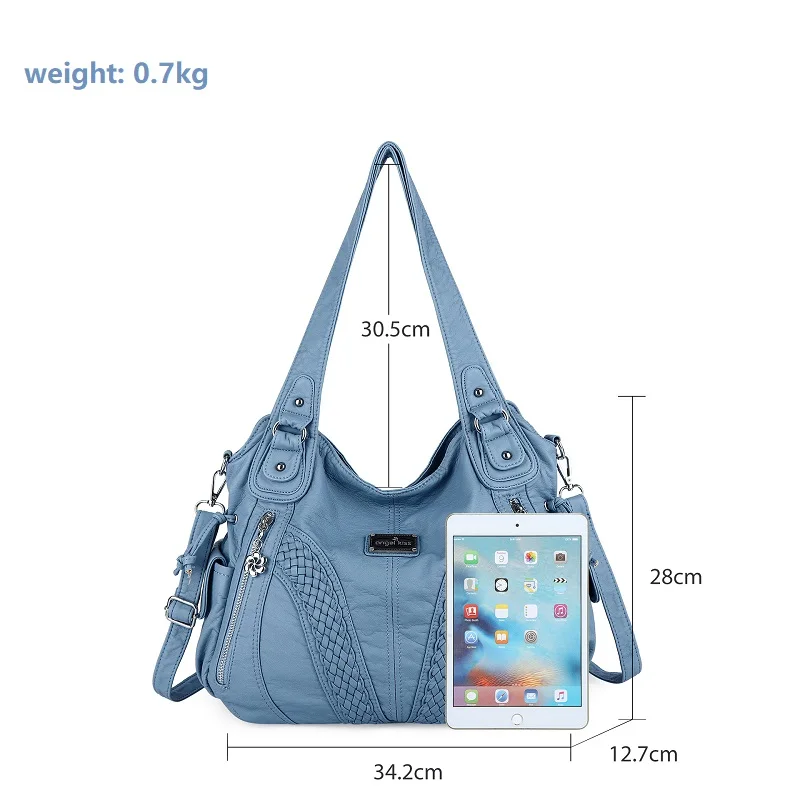 Angelkiss Women Handbags Satchel Top-handle Handbag 2023 PU Shoulder Bag Soft Dumpling Pack Multi-pockets Shoulder Purse Bags