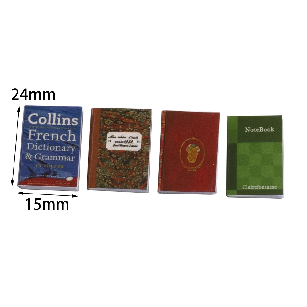 4 Stks 1/12 Poppenhuis Miniatuur Accessoires Mini Boek Simulatie Notebook Model Speelgoed voor Poppenhuis Decoratie