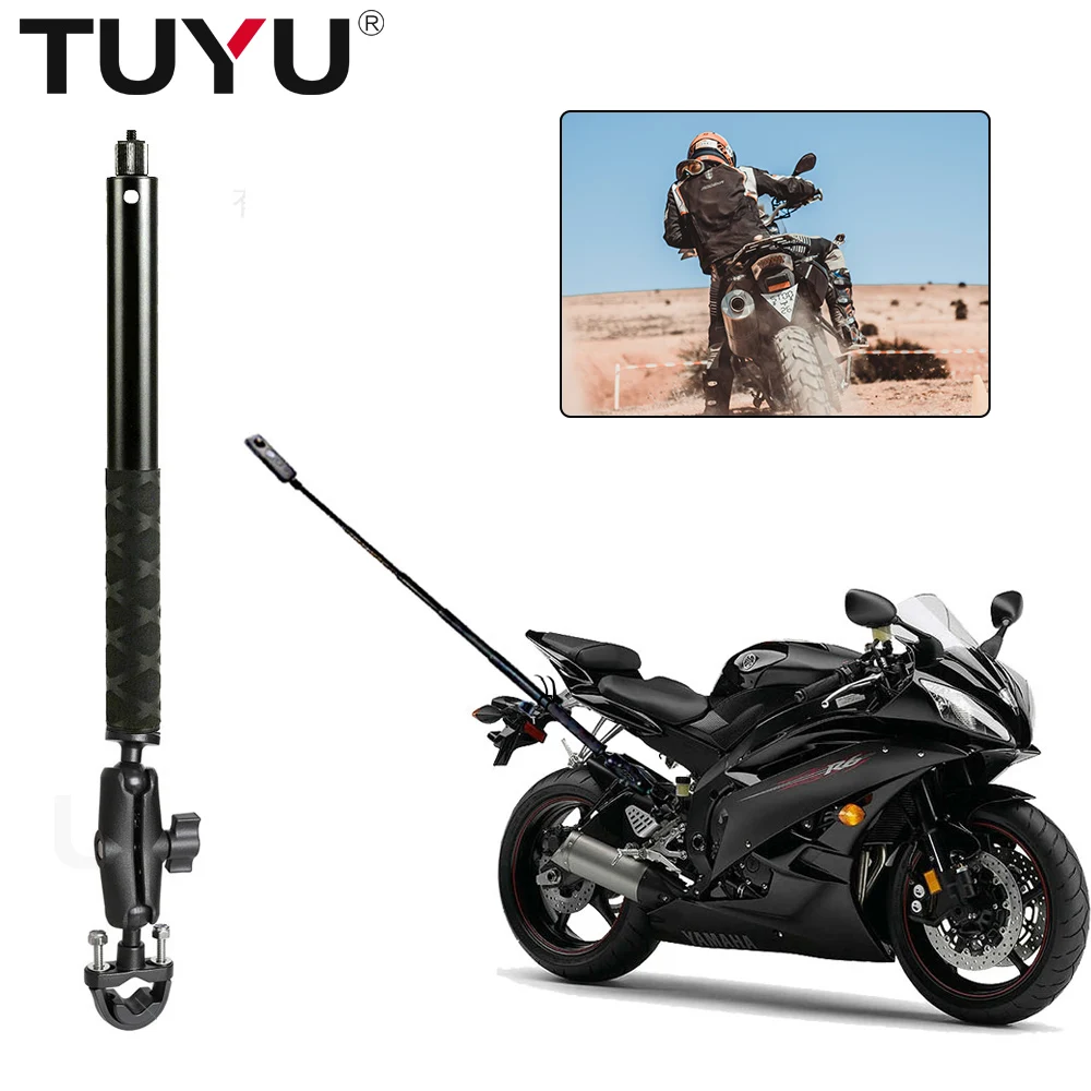 TUYU Motorcycle Handlebar Mount for GoPro Hero 13 12 11 DJI Action 5Pro 4 Insta360 X4 X3 Invisible Selfie Stick Camera Accessory