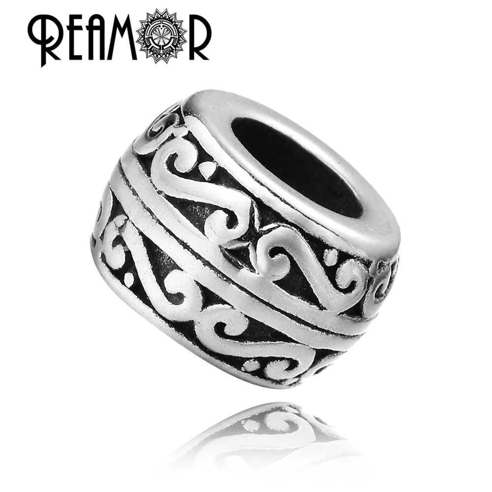 REAMOR 316L Stainless Steel 9 Styles Handmade Polished Symbol Spacer European Charm  Beads For DIY Bracelet Jewelry Findings