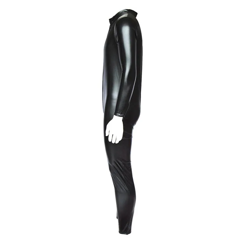 Longue fermeture éclair en similicuir pour hommes, costume de batterie Look, combinaison complète brillante, costume de fétiche, grande taille