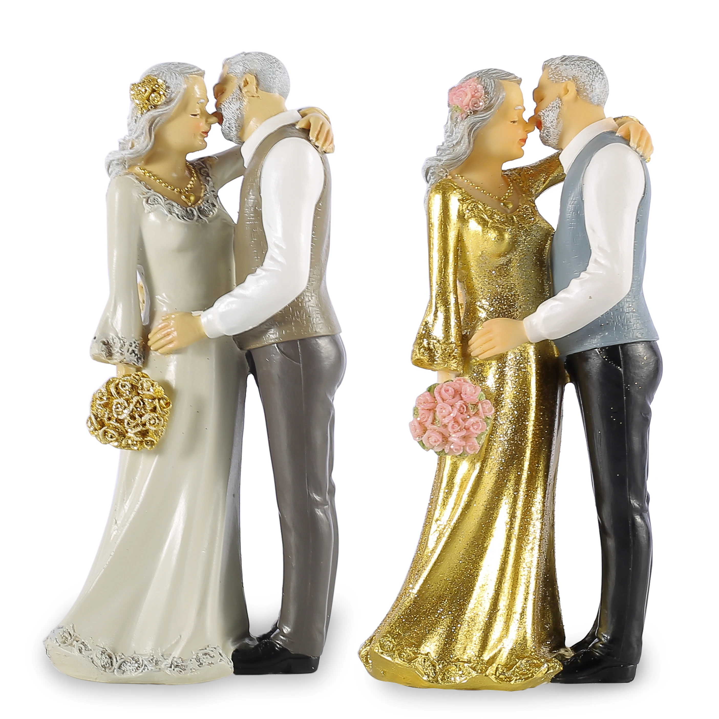 

Golden Wedding Decoration Couple Statue Figurines Ornaments For Home Wedding Favors Gift Valentines Day Present Cake Topper