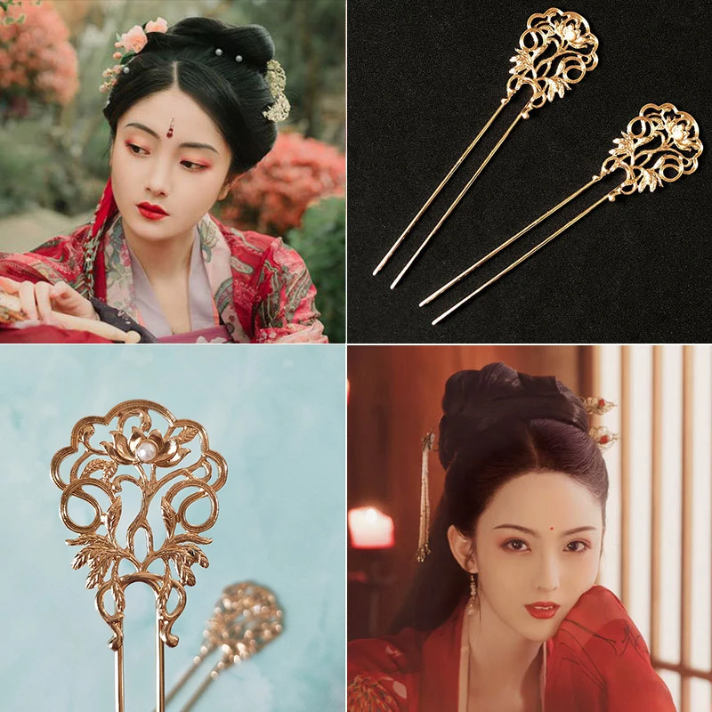 Vintage Hairpin Chinese Hair Accessories For Women Elegant Alloy Hair Stick Personalized Great Gifts Alloy Hanfu Hair Jewelry