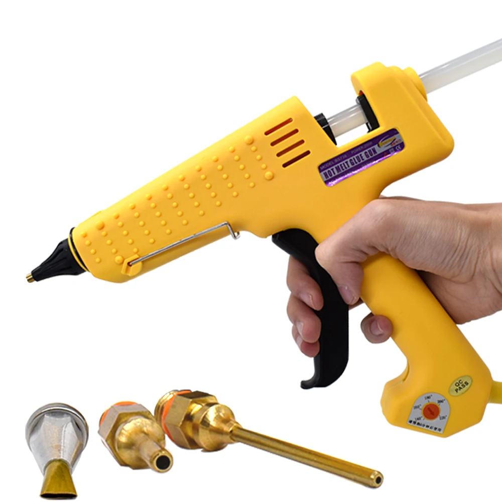 Pistola de pegamento de fusión en caliente profesional de 250 W, temperatura ajustable, juego de pistola de silicona de alta potencia con barra de pegamento de 11 MM, boquilla de cobre de 2,0 MM