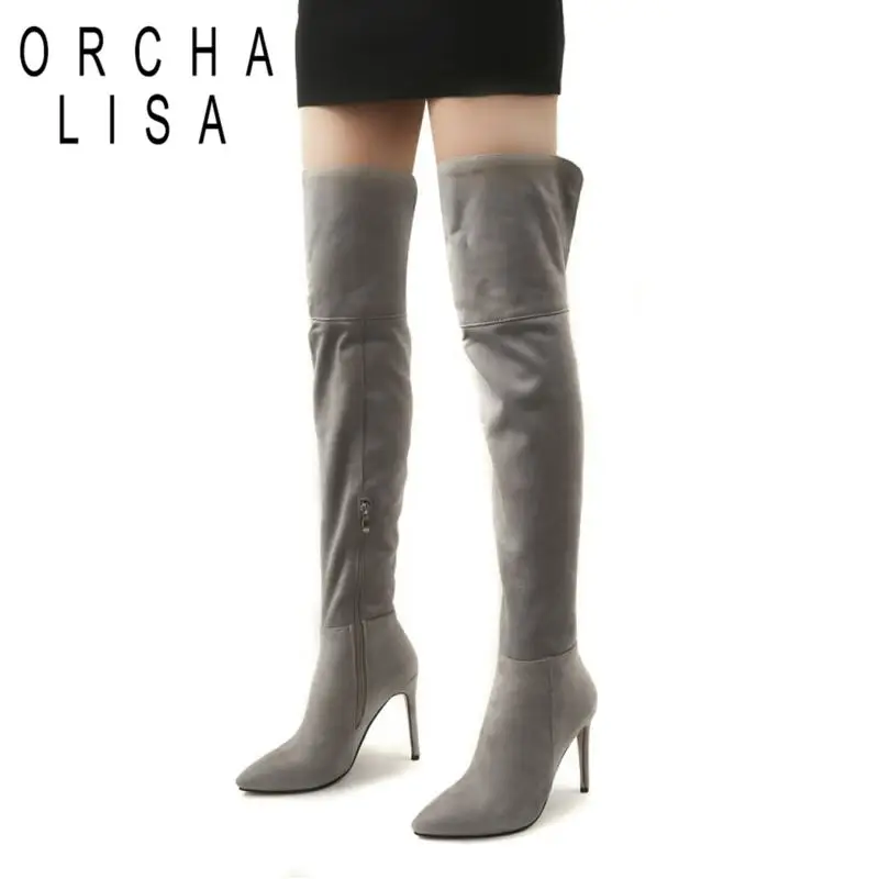 

ORCHA LISA large szie 32- 46 Woman thigh high boots stiletto heels over the knee boots long booties Female shoes