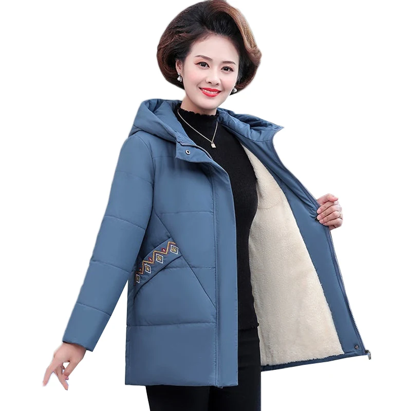 2022 New Fashion Winter Jacket Women Hooded Thick Add Cashmere Warm Parkas Female Jacket Coat Overcoat Warm Winter Outwear 5XL