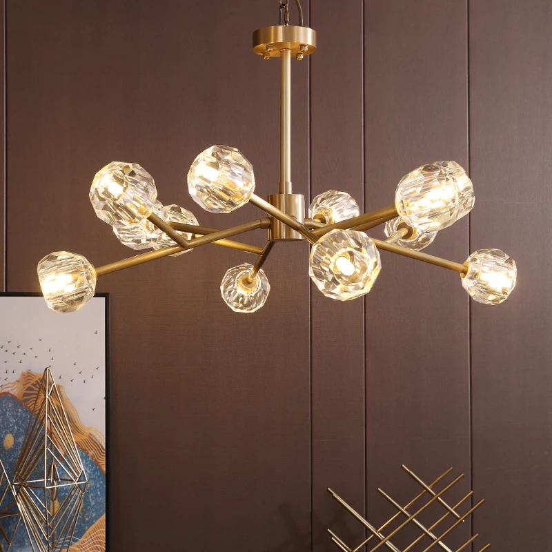 

Modern gold and crystal chandelier American luxury designer lights Dining Room Gold Lustre Molecular art island chandelier