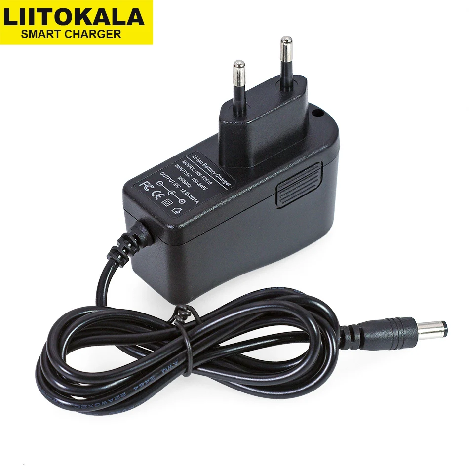 100PCS New Liitokala 12.6V 1A Lithium battery pack charger 3S 12V battery 100-240V charger DC head is 5.5 * 2.1mm