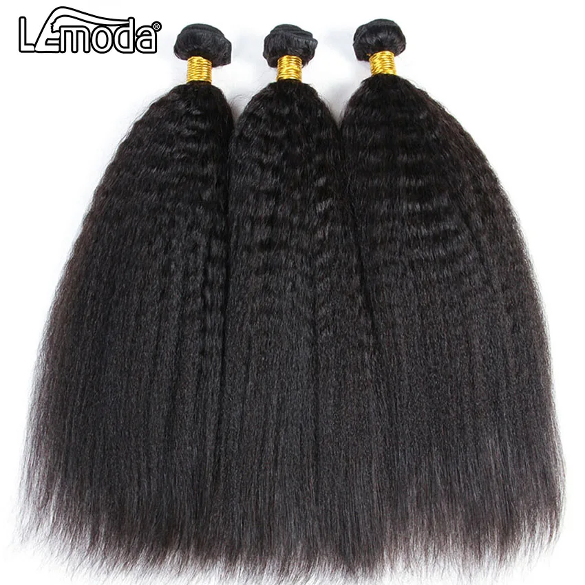 Kinky Straight Human Hair Bundles 28 30 Inch Brazilian Yaki Bundles Remy Natural Hair Weave Extension 1 3 4 Bundles Lemoda