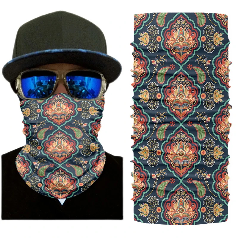 New Bohemian Style Bandana Female Retro Outdoor Cycling Hiking Headscarf Face Neck Gaiter Scarf Dustproof Multifunctional Buffe